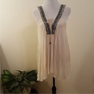 Miss Me Casual Elegance Boho Sleeveless tank top sz M shark bite style tank